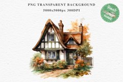 Cute Cottage English Rusty House Clipart Cabin Garden Floral Nursery wall art card making collage printable files xmas decor junk journal sublimation files watercolor Cute Cottage English Rusty House clipart, victorian Landscape spring, European summer
