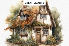 Cute Cottage English Rusty House Clipart Cabin Garden Floral Nursery wall art card making collage printable files xmas decor junk journal sublimation files watercolor Cute Cottage English Rusty House clipart, victorian Landscape spring, European summer