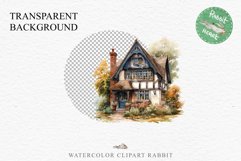 Cute Cottage English Rusty House Clipart Cabin Garden Floral Nursery wall art card making collage printable files xmas decor junk journal sublimation files watercolor Cute Cottage English Rusty House clipart, victorian Landscape spring, European summer