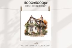 Cute Cottage English Rusty House Clipart Cabin Garden Floral Nursery wall art card making collage printable files xmas decor junk journal sublimation files watercolor Cute Cottage English Rusty House clipart, victorian Landscape spring, European summer