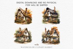 Cute Cottage English Rusty House Clipart Cabin Garden Floral Nursery wall art card making collage printable files xmas decor junk journal sublimation files watercolor Cute Cottage English Rusty House clipart, victorian Landscape spring, European summer