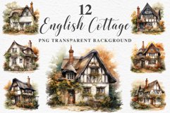 Cute Cottage English Rusty House Clipart Cabin Garden Floral Nursery wall art card making collage printable files xmas decor junk journal sublimation files watercolor Cute Cottage English Rusty House clipart, victorian Landscape spring, European summer