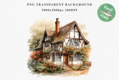 Cute Cottage English Rusty House Clipart Cabin Garden Floral Nursery wall art card making collage printable files xmas decor junk journal sublimation files watercolor Cute Cottage English Rusty House clipart, victorian Landscape spring, European summer