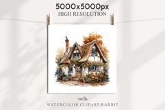 Cute Cottage English Rusty House Clipart Cabin Garden Floral Nursery wall art card making collage printable files xmas decor junk journal sublimation files watercolor Cute Cottage English Rusty House clipart, victorian Landscape spring, European summer