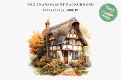 Cute Cottage English Rusty House Clipart Cabin Garden Floral Nursery wall art card making collage printable files xmas decor junk journal sublimation files watercolor Cute Cottage English Rusty House clipart, victorian Landscape spring, European summer