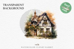 Cute Cottage English Rusty House Clipart Cabin Garden Floral Nursery wall art card making collage printable files xmas decor junk journal sublimation files watercolor Cute Cottage English Rusty House clipart, victorian Landscape spring, European summer