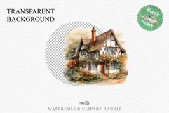 Cute Cottage English Rusty House Clipart Cabin Garden Floral Nursery wall art card making collage printable files xmas decor junk journal sublimation files watercolor Cute Cottage English Rusty House clipart, victorian Landscape spring, European summer