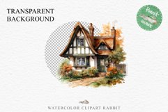 Cute Cottage English Rusty House Clipart Cabin Garden Floral Nursery wall art card making collage printable files xmas decor junk journal sublimation files watercolor Cute Cottage English Rusty House clipart, victorian Landscape spring, European summer