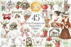 Cute Cottagecore Strawberry Clipart Bundle Product Image 1