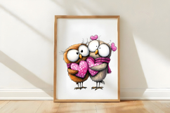 Cute Couple Owl Valentine's Day Clipart Png Product Image 3