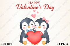 Cute Couple Penguin Clipart PNG Product Image 1