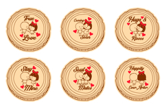 6x Cute Couple Wood Slices LOVE Moments Laser Cut SVGs Product Image 2