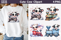 Cute Cow Train Clipart | Farm Baby Sublimation Product Image 1