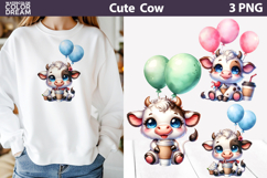 Cute Cow Clipart | Farm Animal Sublimation Product Image 1