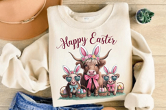 Cute Cow Easter PNG, Retro Easter PNG, Happy Easter PNG Product Image 3