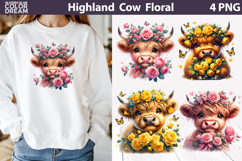 Highland Cow Rose Clipart | Farm Sublimation Product Image 1