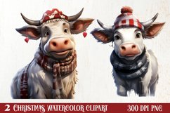 Cute Cow for Christmas Clipart Sublimation, Christmas PNG Product Image 1