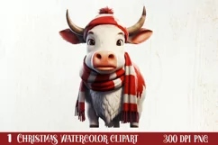 Cute Cow for Christmas Clipart Sublimation, Christmas PNG Product Image 1