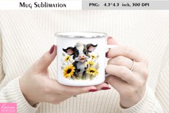 Baby Highland Cow with Flowers|Watercolor Farm Animal Mug Product Image 1