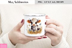 Baby Highland Cow and Butterfly|Watercolor Farm Animal Mug Product Image 1