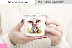 Baby Cow Wearing Scarf|Watercolor Farm Animal Mug Product Image 1
