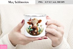 Baby Highland Cow with Butterfly|Watercolor Farm Animal Mug Product Image 1