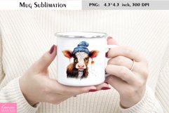 Brown Cow Wearing Big Hat|Watercolor Farm Animal Mug Product Image 1