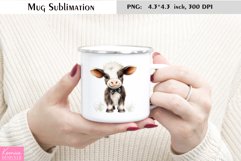 Funny Cow Wearing Black Bow Tie|Watercolor Animal Mug Product Image 1