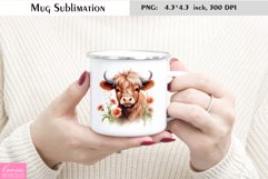 Cute Cow with Red Flowers|Watercolor Farm Animal Mug Product Image 1
