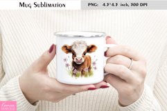 Little Brown Calf with Flowers|Watercolor Farm Animal Mug Product Image 1