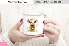Baby Highland Cow in a Meadow|Watercolor Farm Animal Mug Product Image 1