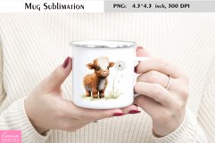 Highland Cow with a Dandelion|Watercolor Farm Animal Mug Product Image 1