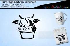 Cute baby highland cow in bucket Product Image 1