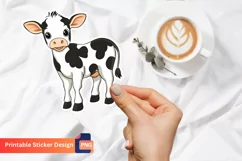 Cute Baby Cow Sticker, Adorable Cow Cartoon Sticker Product Image 1