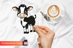 Cute Baby Cow Sticker, Adorable Cow Cartoon Sticker Product Image 1