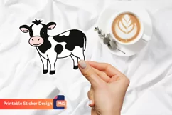 Cute Baby Cow Sticker, Adorable Cow Cartoon Sticker Product Image 1