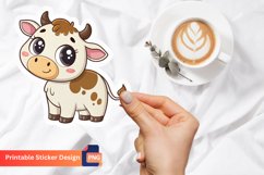 Cute Cow Sticker, Cute Animal Sticker, Cute Cow Floral Art Product Image 1