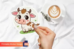 Cute Cow Sticker, Cartoon Cow Sticker, Firm Animal Sticker Product Image 1