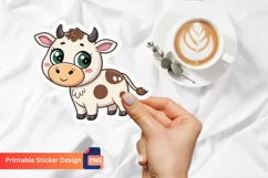 Cute Cow Sticker, Cartoon Cow Sticker, Firm Animal Sticker Product Image 1