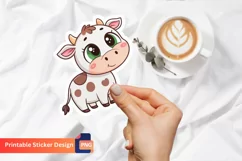 Cute Cow Sticker, Cartoon Cow Sticker, Firm Animal Sticker Product Image 1