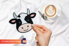 Cute Cow Sticker, Cute Cartoon Cow Decals, Funny Cow Sticker Product Image 1