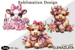 Cute Cow with flowers clipart. Frends clipart Product Image 1
