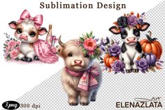 Cute Cow with flowers clipart. Frends clipart Product Image 1