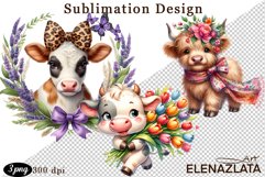 Cute Cow with flowers clipart. Frends clipart Product Image 1