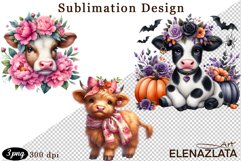Cute Cow with flowers clipart. Frends clipart Product Image 1