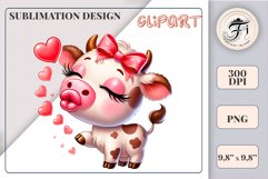 Download this cute cow sublimation clipart, featuring an adorable little calf blowing a kiss! Perfect for Valentine’s Day gifts, T-shirts, mugs, greeting cards, scrapbooking, and more. High-quality PNG with a transparent background. Get yours today!