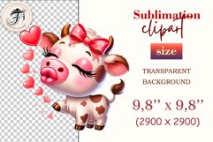 Download this cute cow sublimation clipart, featuring an adorable little calf blowing a kiss! Perfect for Valentine’s Day gifts, T-shirts, mugs, greeting cards, scrapbooking, and more. High-quality PNG with a transparent background. Get yours today!