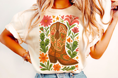 Cowboy Boot PNG, Country Western PNG, Boho Floral PNG, Farm Product Image 2