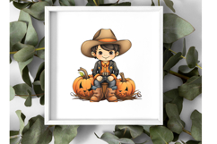 Halloween Cowboys Clipart Bundle | 10 Cute Watercolor Kids Product Image 4