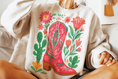 Cowgirl Boots PNG, Country Western PNG, Boho Floral PNG Product Image 1
